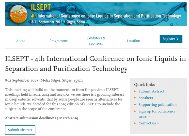 The 4th International Conference on Ionic Liquids in Separation and